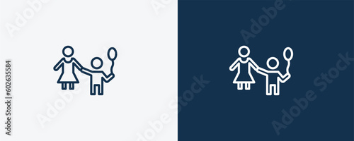 babysitter and child icon. Outline babysitter and child icon from people and relation collection. Linear vector. Editable babysitter and child symbol can be used web and mobile