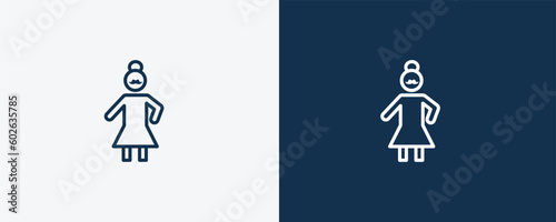 bearded woman icon. Outline bearded woman icon from people and relation collection. Linear vector. Editable bearded woman symbol can be used web and mobile