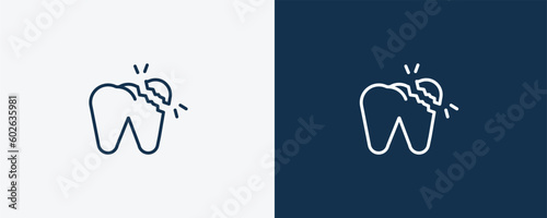 broken tooth icon. Outline broken tooth icon from dental health collection. Editable broken tooth symbol.