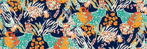 Canvas Print Saturated wild bright tropical positive cheerful multicolored abstract seamless summer patern