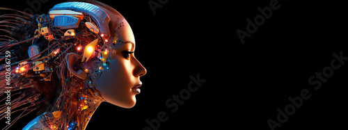 Portrait of female AI robot...
