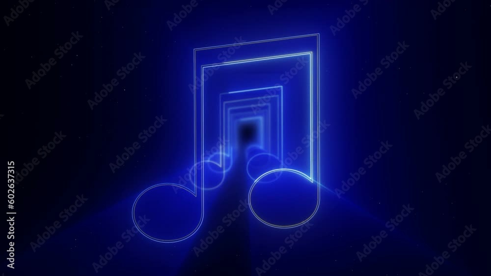 Neon Musical Notes Animation Background, VJ Loop
