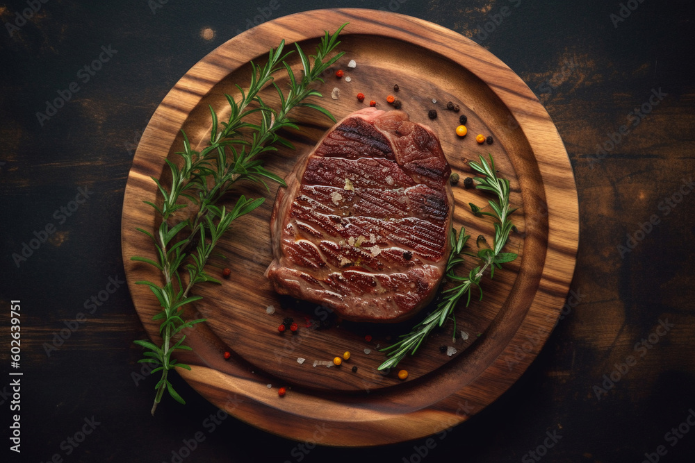 beef steak on a grill. Generative AI