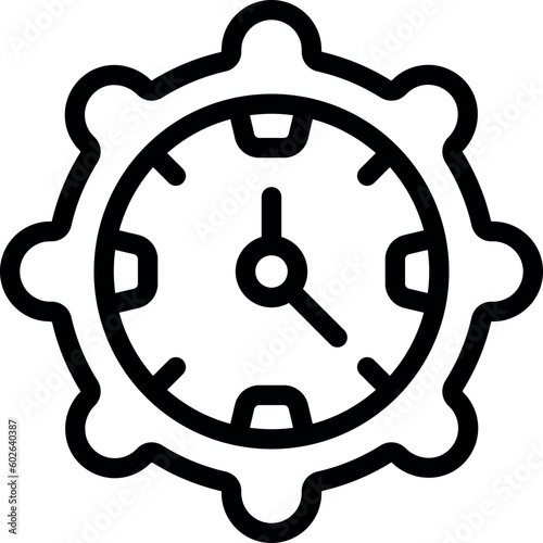 Gear clock time icon outline vector. Laptop work. Problem sad