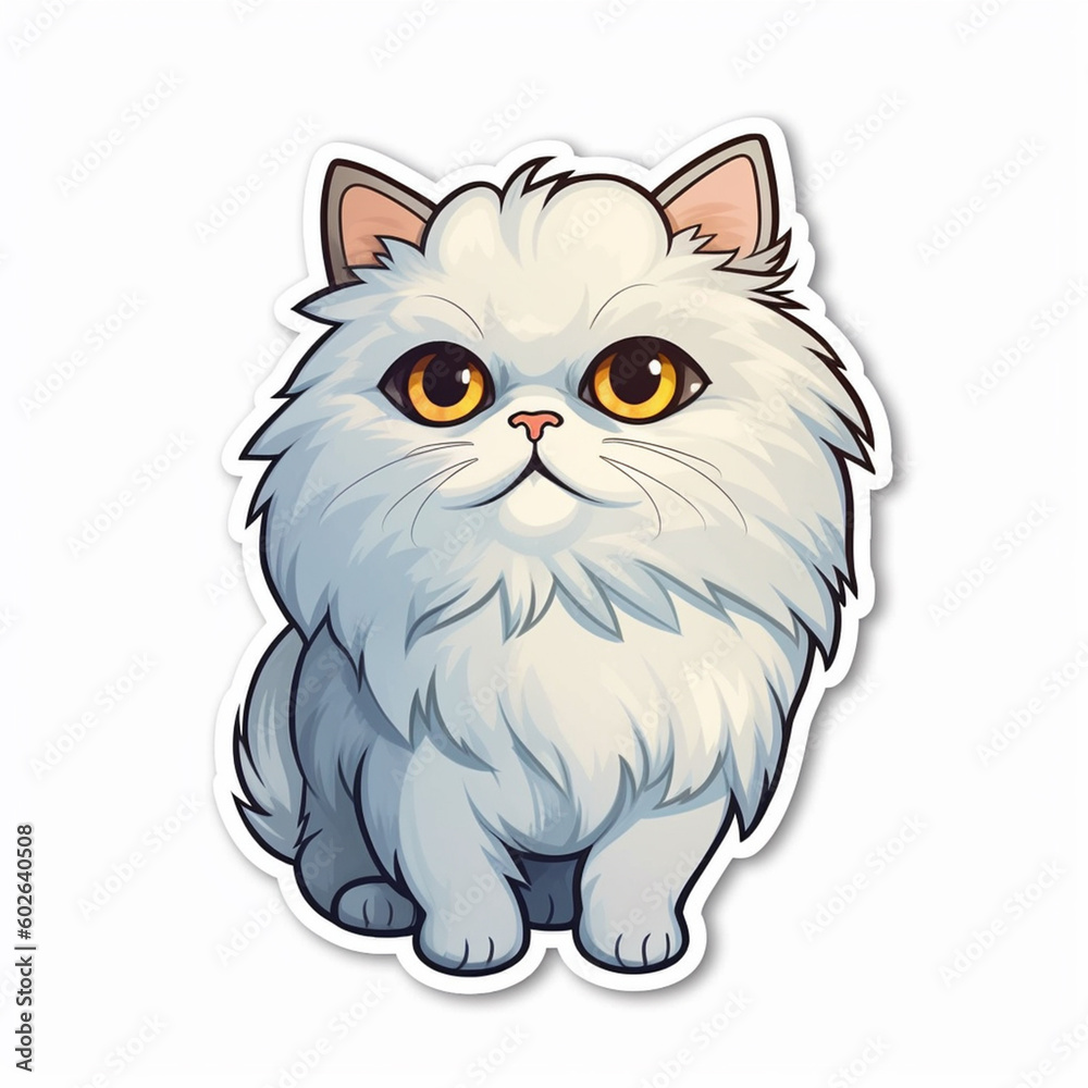 cartoon persian cat sticker