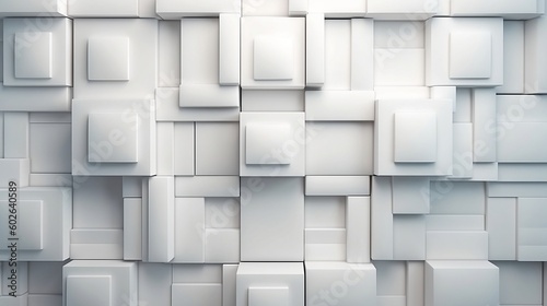 A wall of white squares with 3D effect of cubes. Created with Generative AI tools.