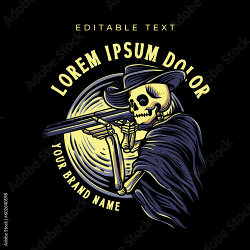 skeleton with shotgun logo illustration