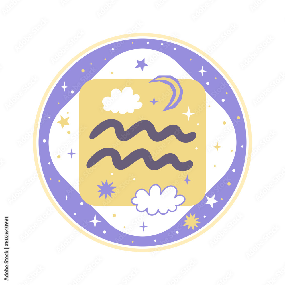 Astrology. Horoscope element. Aquarius zodiac sign. Vector graphics. Astrology. Horoscope element. Aquarius zodiac sign. Vector graphics.