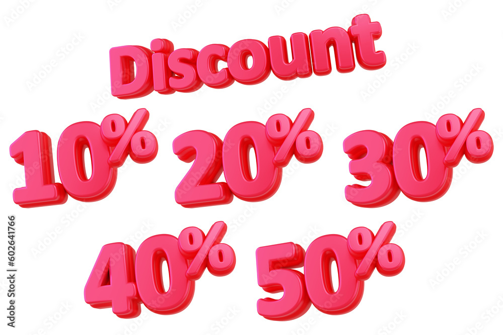 Sale discount icons. Special offer price signs. 3d illustration