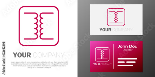 Logotype line Electrical transformer icon isolated on white background. Logo design template element. Vector