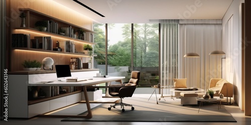 Modern Stylish Home Office Setup AI Generated Generative AI