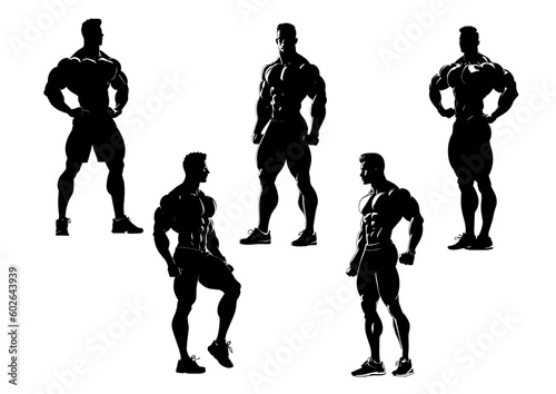 Silhouettes of fitness people, vector set