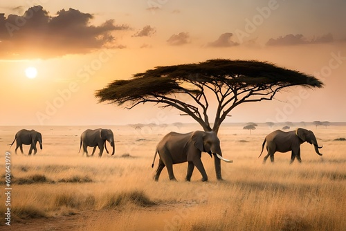 herd of elephants at sunset © Being Imaginative