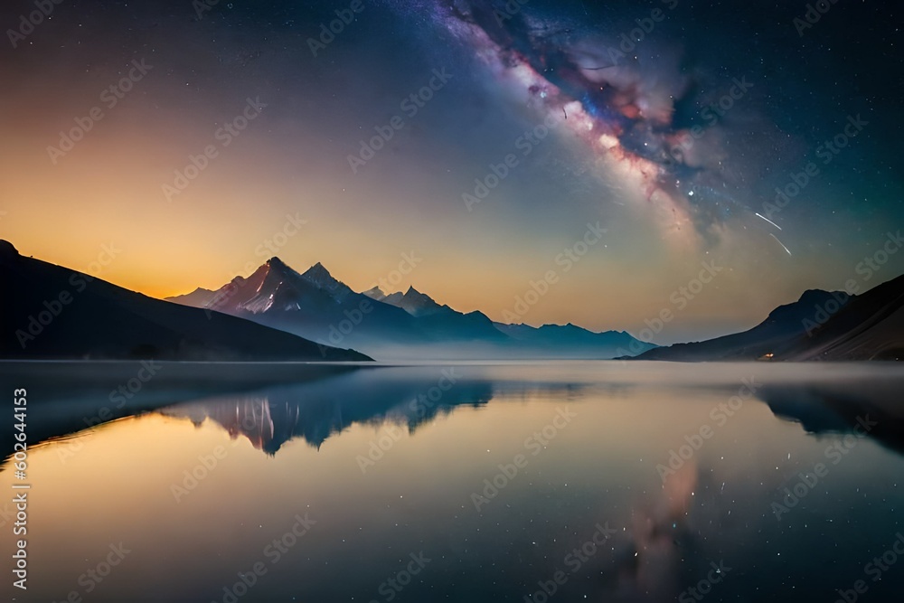 night landscape with clouds and stars
