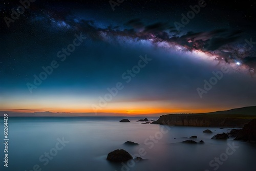 night landscape with clouds and stars 