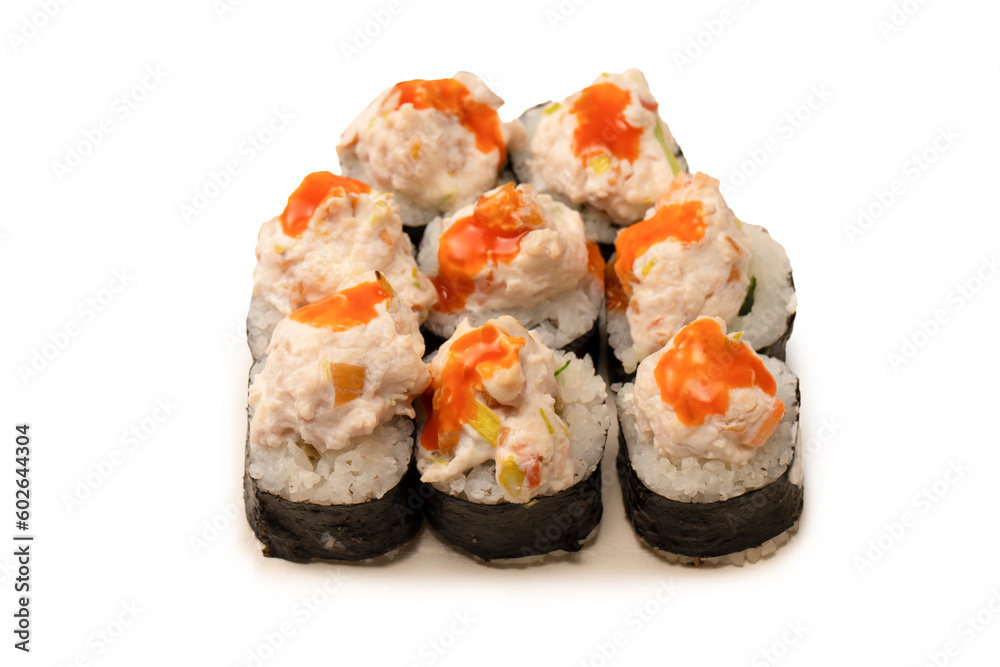 Sushi with cream cheese isolated on white background. Sushi with cream cheese isolated on white background.