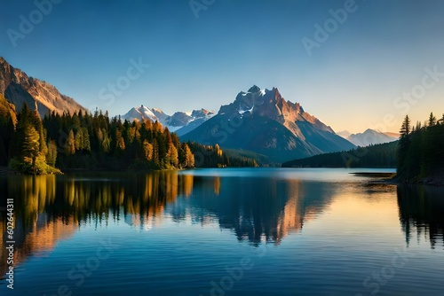 reflection of mountains in a crystal lake