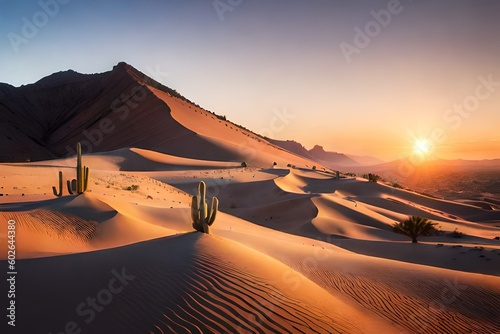 sunrise in a hot desert