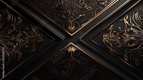 A black and gold luxury background. Created with Generative AI tools.