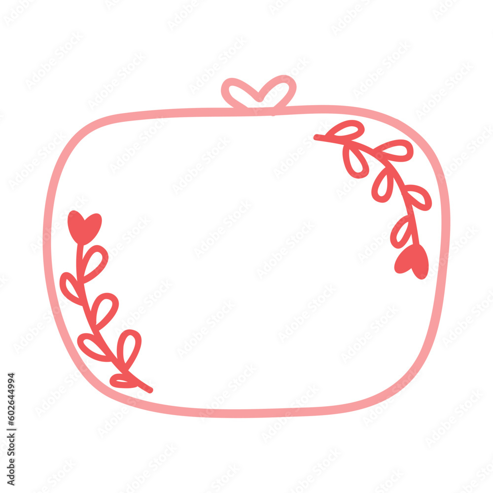 Hand Drawn Love Frame Decoration For Valentine's Day Design. Doodle style. Quote, commas, message, blank, template. Editable vector.