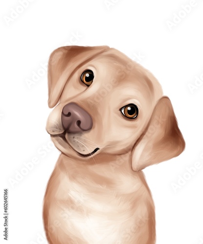 Labrador dog portrait close up. Hand drawing dog illustration
