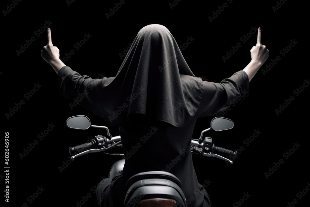 a nun joyfully riding a motorcycle