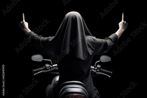 Obraz na płótnie a nun joyfully riding a motorcycle w salonie
