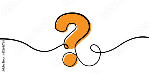 Question mark one line style. Choosing decision concept illustration