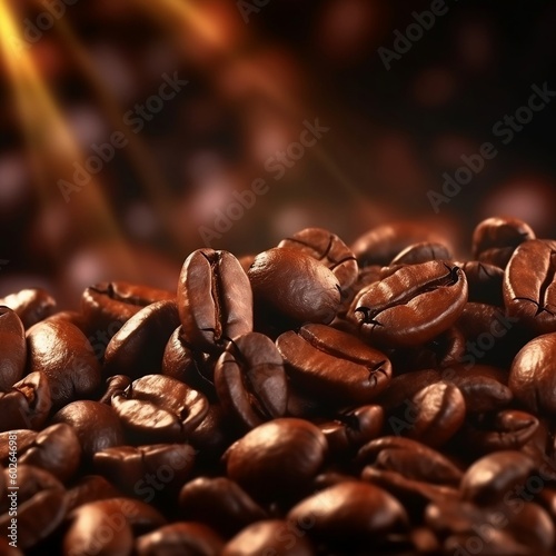 Flying Coffee Beans: Close-Up Background. Generative AI