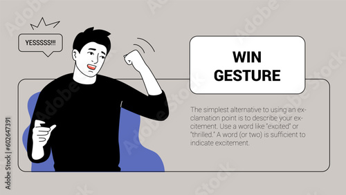 Man With Win Gesture Banner Template