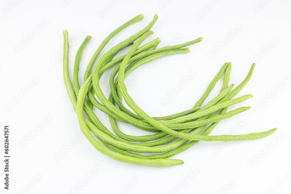 Long bean isolated on white background.