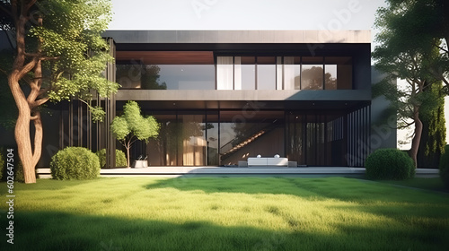 Modern exterior house design created with Generative AI