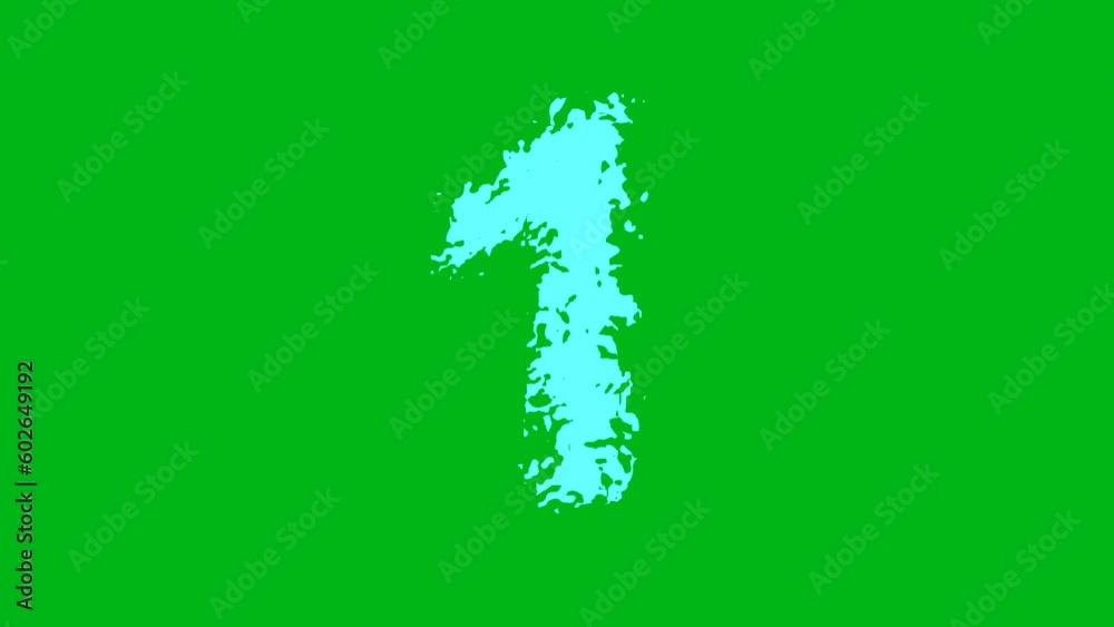 Number 1 with water waves on green screen background Number 1 with water waves on green screen background