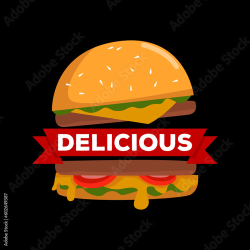 burger logo delicious with melting cheese