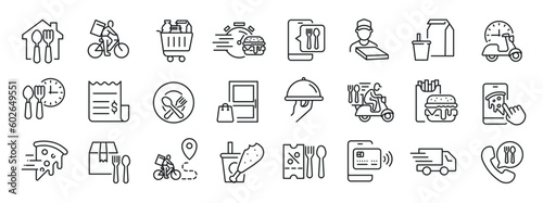Food delivery thin line icons. Editable stroke. For website marketing design  logo  app  template  ui  etc. Vector illustration.