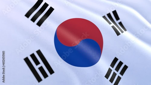 Slow motion loop of a South Korea flag waving in the wind