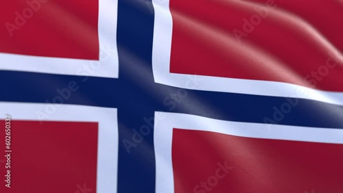 Slow motion loop of a Norway flag waving in the wind