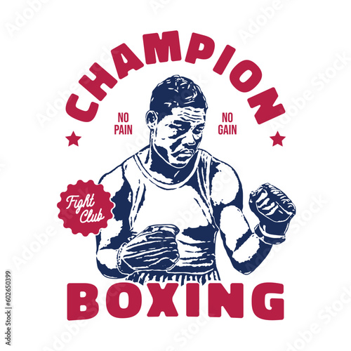 Fight Club Boxing Champion vintage illustation