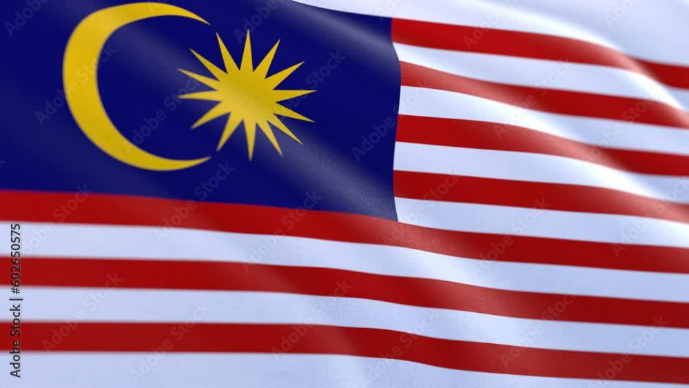 Slow motion loop of a Malaysia flag waving in the wind Slow motion loop of a Malaysia flag waving in the wind