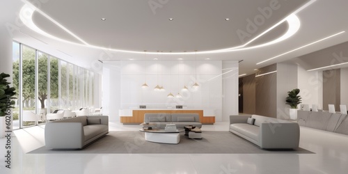 Elegant Modern Lobby Interior Design AI Generated Generative AI