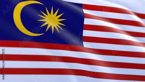 Slow motion loop of a Malaysia flag waving in the wind