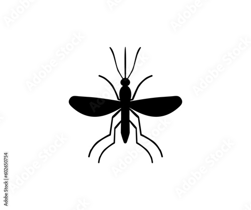 Mosquito Silhouette icon design. Mosquito silhouette realistic insect. Blood sucking insects, peddler of dengue, zika virus and malaria vector design and illustration.


