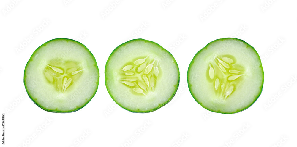 Fresh sliced cucumber on transparent png Fresh sliced cucumber on transparent png
