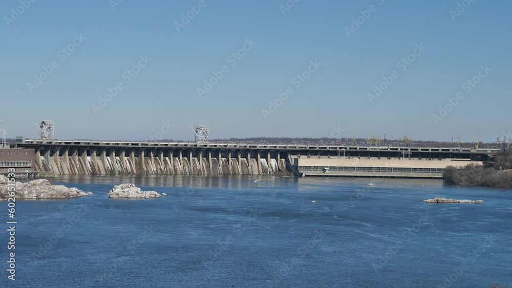 Hydroelectric power station in Zaporizhia, Ukraine. A dam in the city of Zaporozhye. Hydroelectric power station in Zaporizhia, Ukraine. A dam in the city of Zaporozhye.
