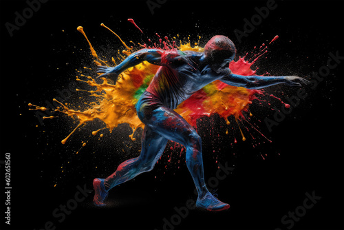runner jumping splash colorful background © Tidarat
