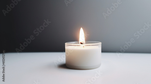 Burning candle on table with generative ai technology