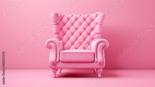 Of a light pink colored armchair against pink background. Generative ai