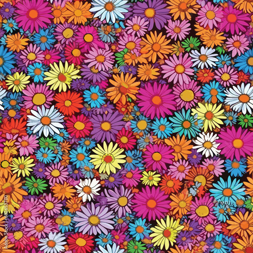 Seamless Colorful Daisy Pattern.

Seamless pattern of daisys in colorful style. Add color to your digital project with our pattern!