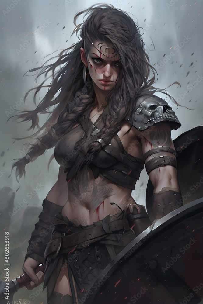 Obraz premium Barbarian Woman Painting