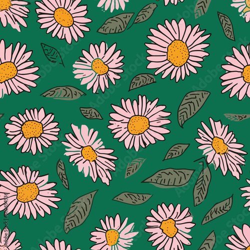 Seamless Colorful Daisy Pattern.Seamless pattern of daisys in colorful style. Add color to your digital project with our pattern!